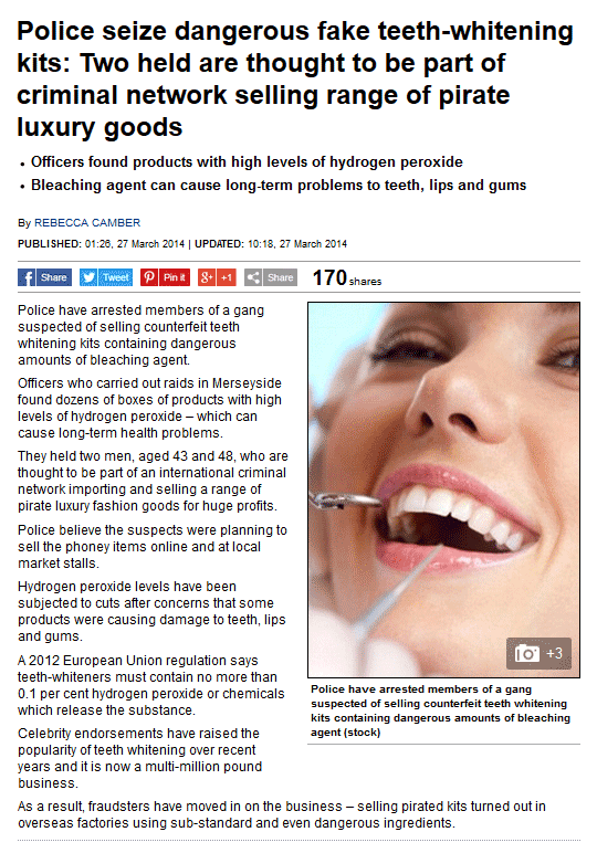 Tooth whitening kits can be bad for your health